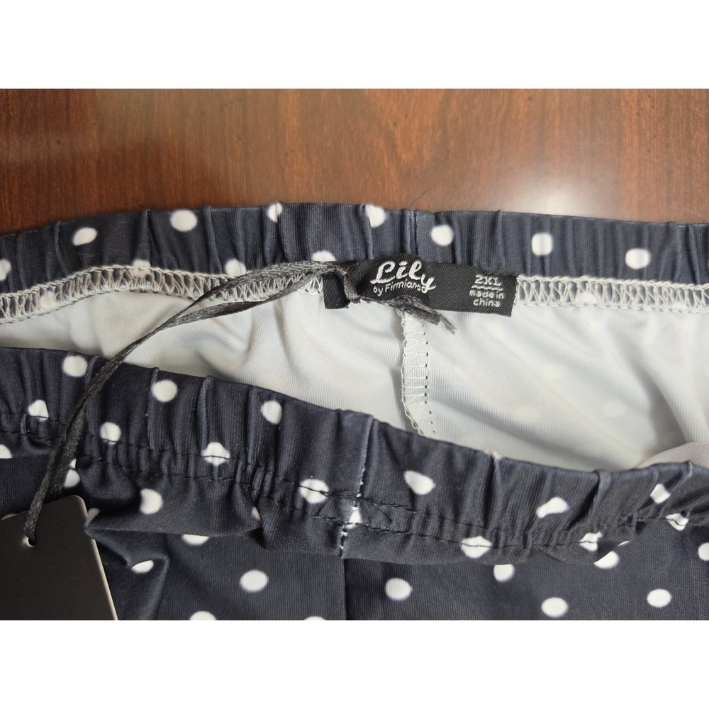 Lily by Firmiana 2XL Black White Polka Dot Santa Leggings Elastic Waist Stretch - Picture 4 of 7